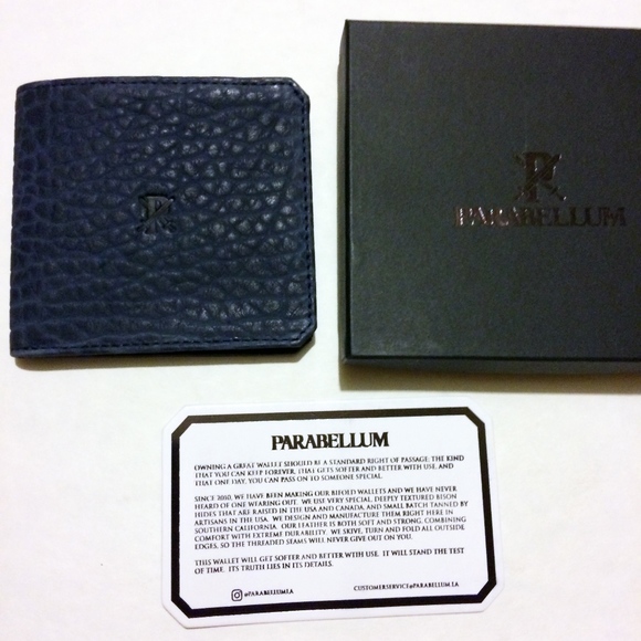 Parabellum Navy Bison Leather Bi Fold Wallet NIB - Picture 6 of 7